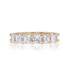 8.00ct Asscher Cut Diamond Eternity Band in 18k Champagne Yellow Gold