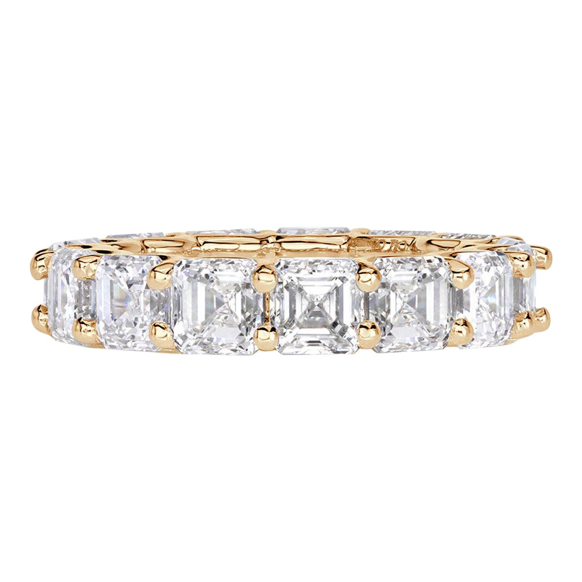 8.00ct Asscher Cut Diamond Eternity Band in 18k Champagne Yellow Gold