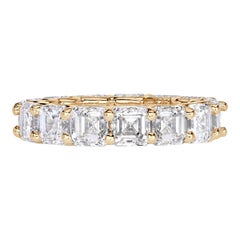8.00ct Asscher Cut Diamond Eternity Band in 18k Champagne Yellow Gold