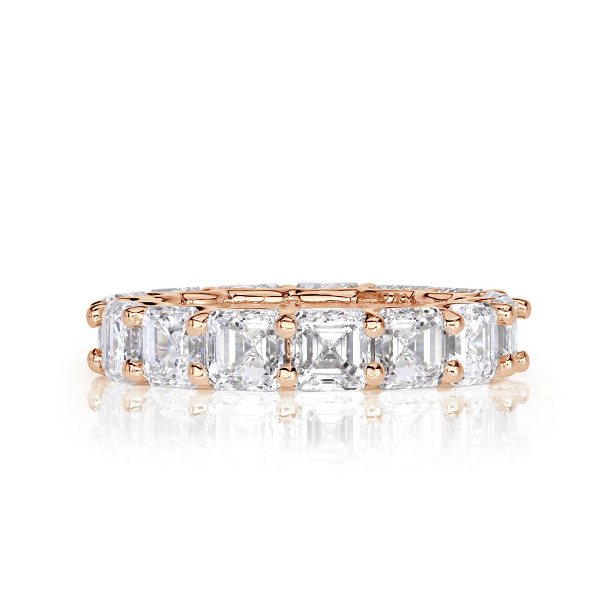 8.00ct Asscher Cut Diamond Eternity Band in 18k Rose Gold