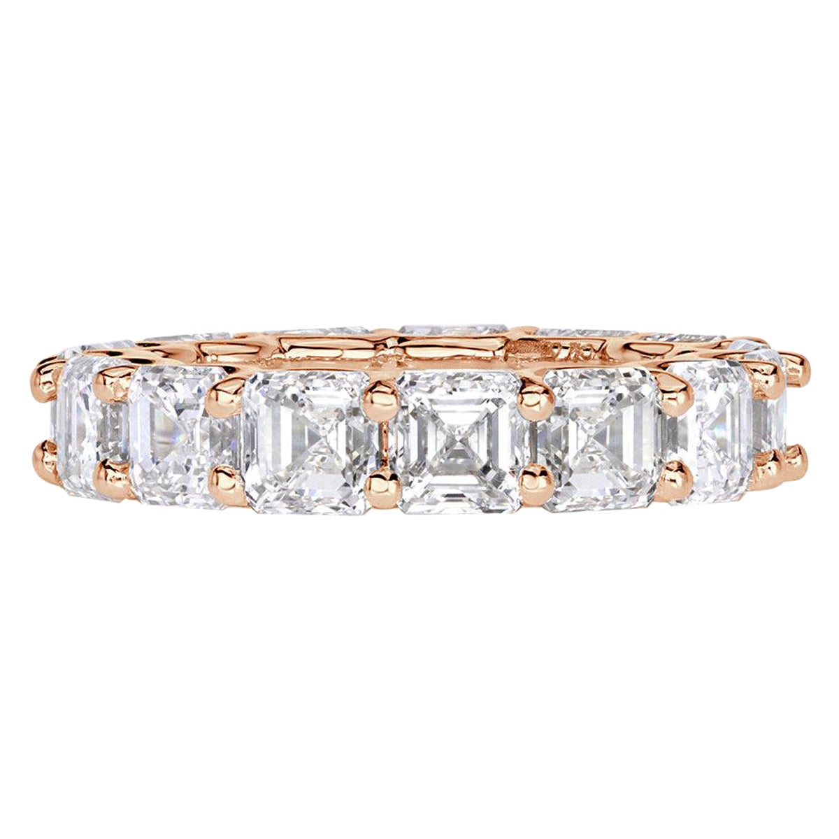 8.00ct Asscher Cut Diamond Eternity Band in 18k Rose Gold