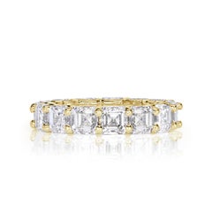 8.00ct Asscher Cut Diamond Eternity Band in 18k Yellow Gold