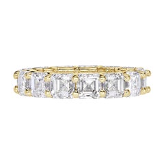 8.00ct Asscher Cut Diamond Eternity Band in 18k Yellow Gold