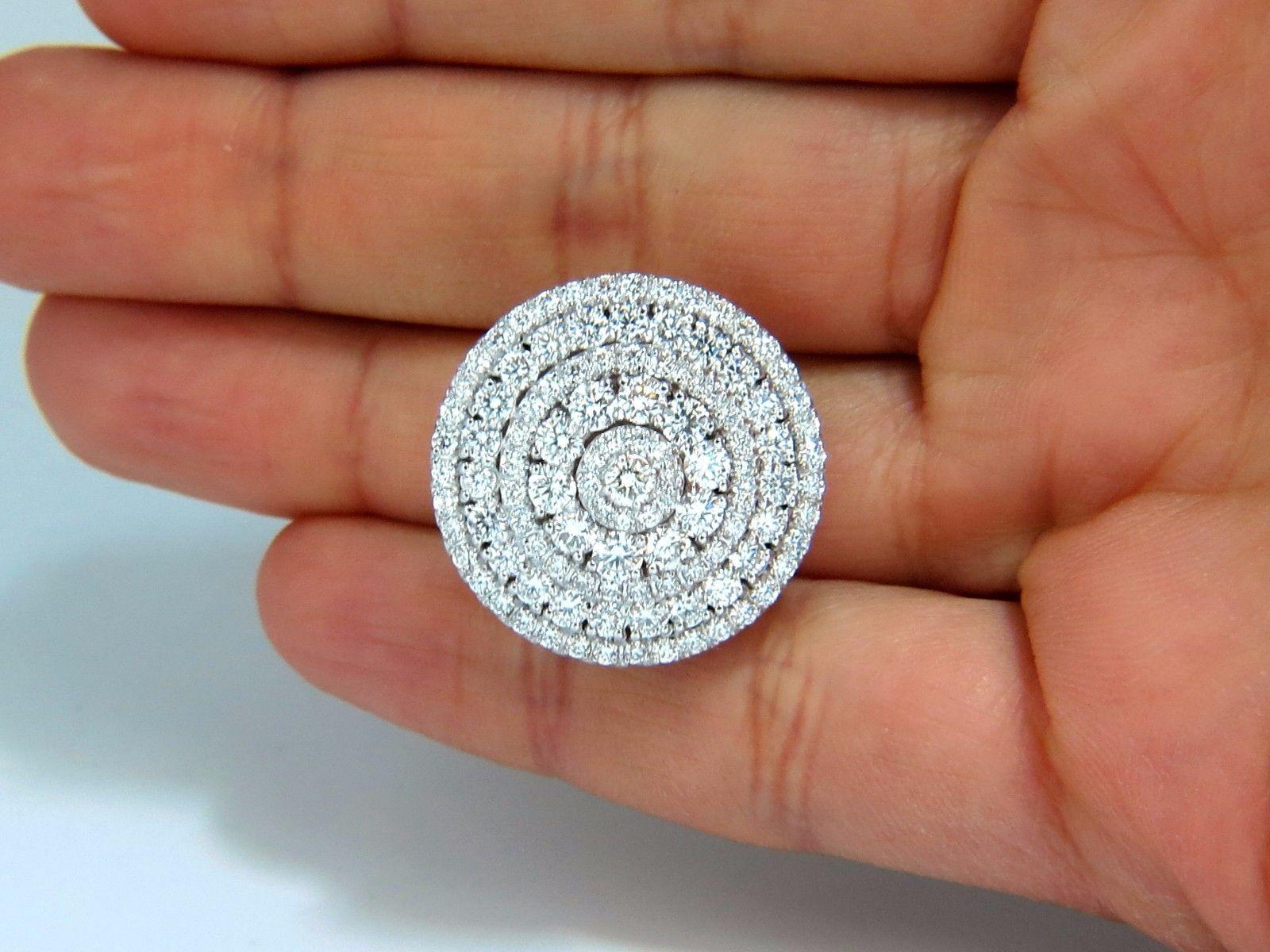 Round Cut 8.00ct Circular Domed Diamond Cocktail Cluster Clip Earrings 18kt 5 Row For Sale