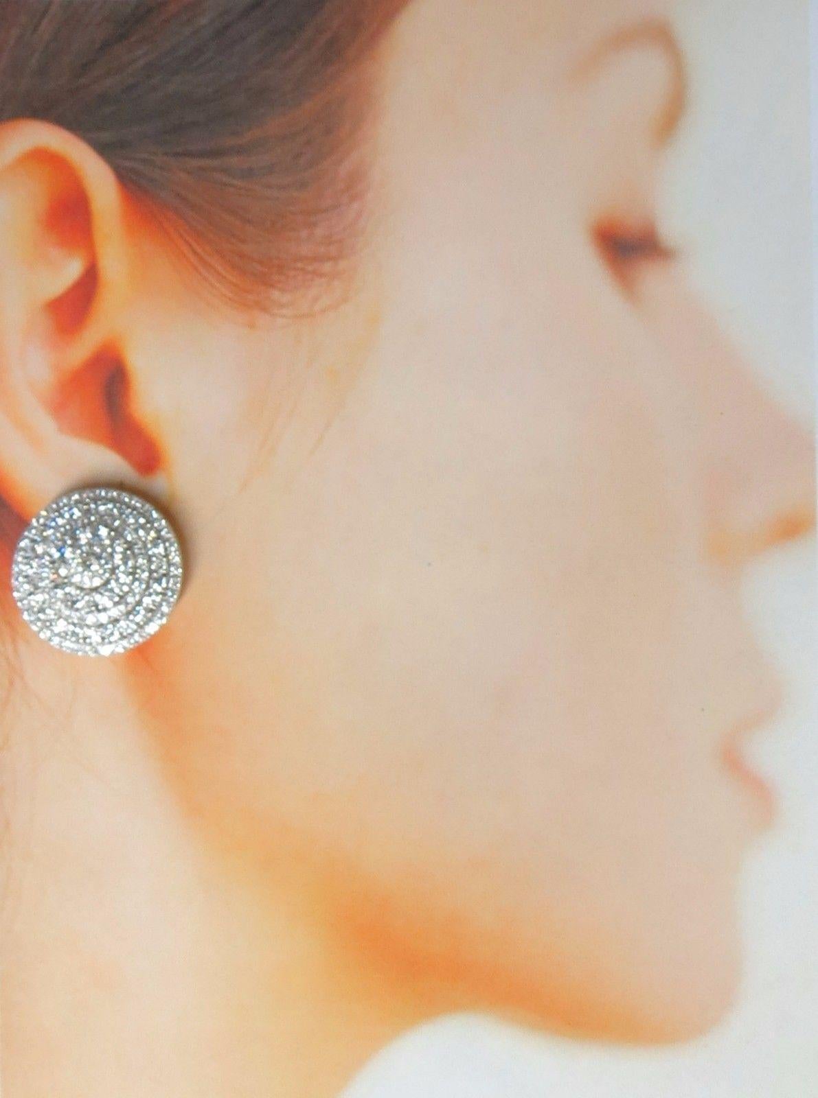 8.00ct Circular Domed Diamond Cocktail Cluster Clip Earrings 18kt 5 Row For Sale 2