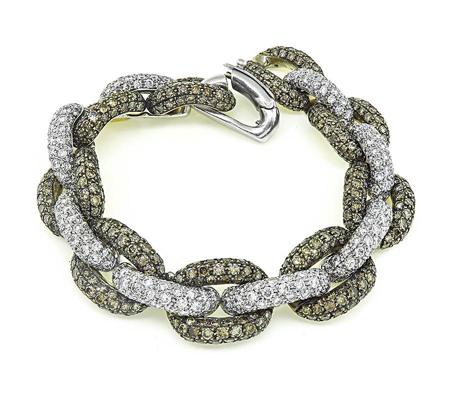 Taille ronde 8.00ct Diamond 13.00ct Natural Fancy Orange Brown Diamond Bracelet en or