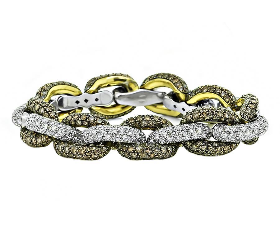 8.00ct Diamond 13.00ct Natural Fancy Orange Brown Diamond Bracelet en or Bon état à New York, NY
