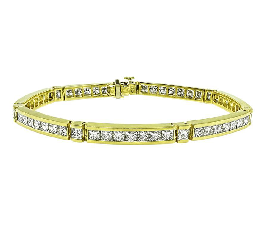 Taille princesse Bracelet ligne or 8.00ct diamant en vente