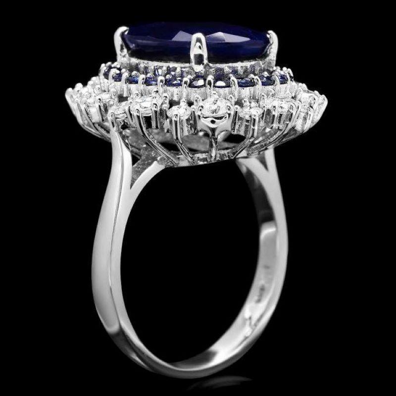 8.00 Carats Exquisite Natural Blue Sapphire and Diamond 14K Solid White Gold Ring

Total Blue Sapphire Weight is: Approx. 7.10 Carats

Sapphire Measures: Approx. 13.00 x 10.00mm (Oval Sapphire)

Sapphire Measures: Approx. 1.4 mm (Round