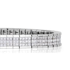 8,00ct Diamantarmband im Prinzessinnenschliff aus 18K Weißgold