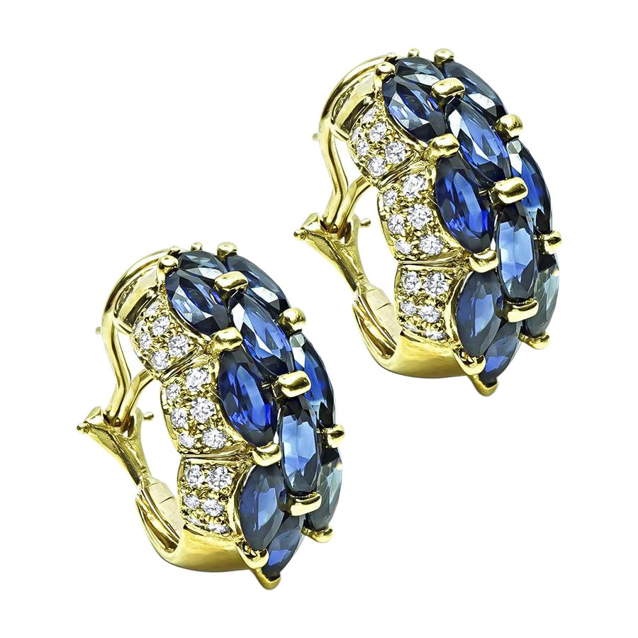 8.00ct Sapphire 1.40ct Diamond 18k Gold Earrings For Sale