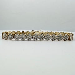 8.01 Carat Cluster Diamond Tennis Bracelet in 14K Yellow Gold