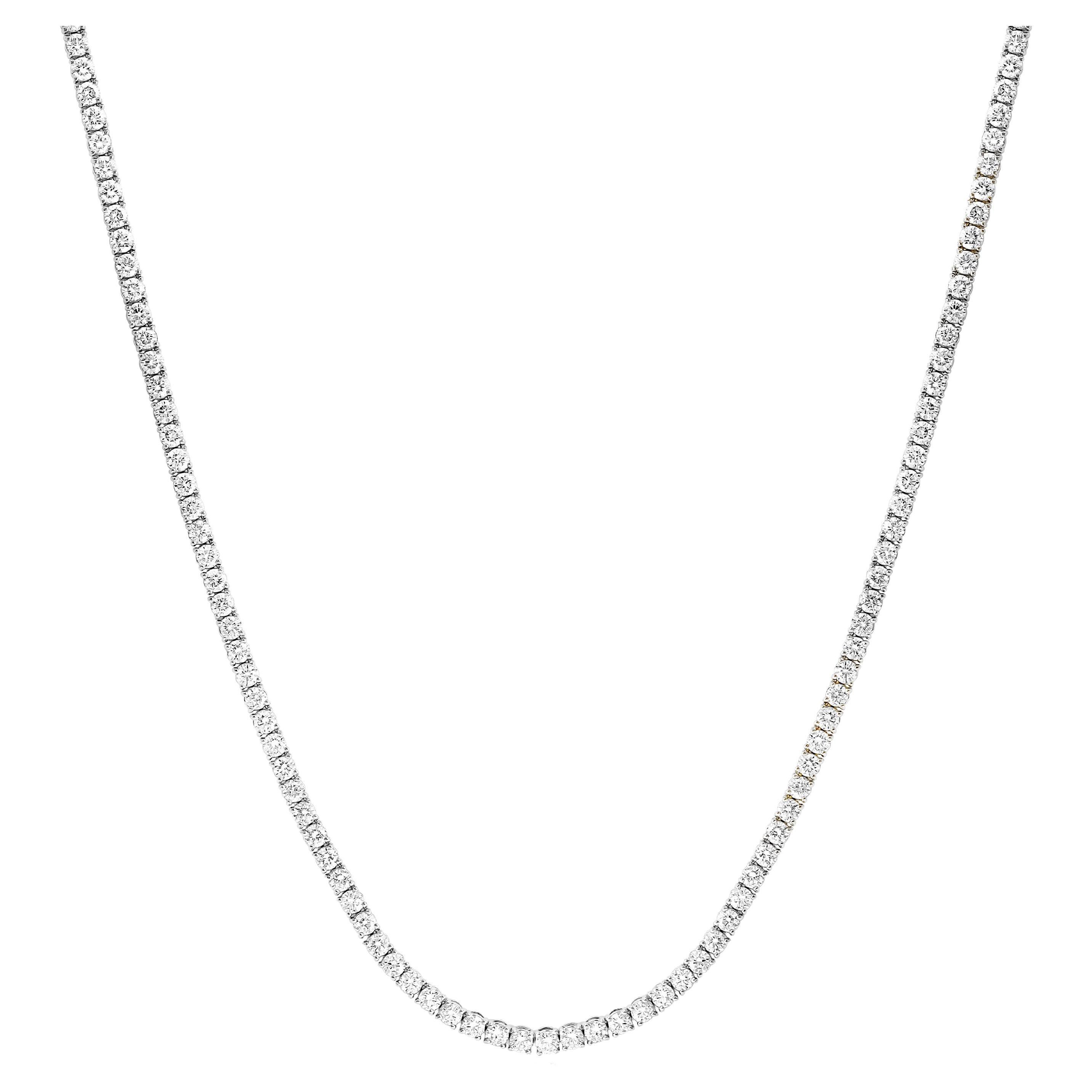 8.01 Carat Diamond Tennis Necklace in 14K White Gold For Sale