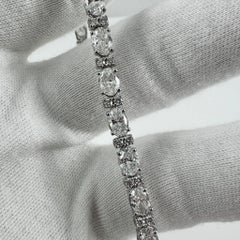 8.01 Carat Oval and Round Diamond Fashion Tennis Bracelet in 14K White Gold, 7 I