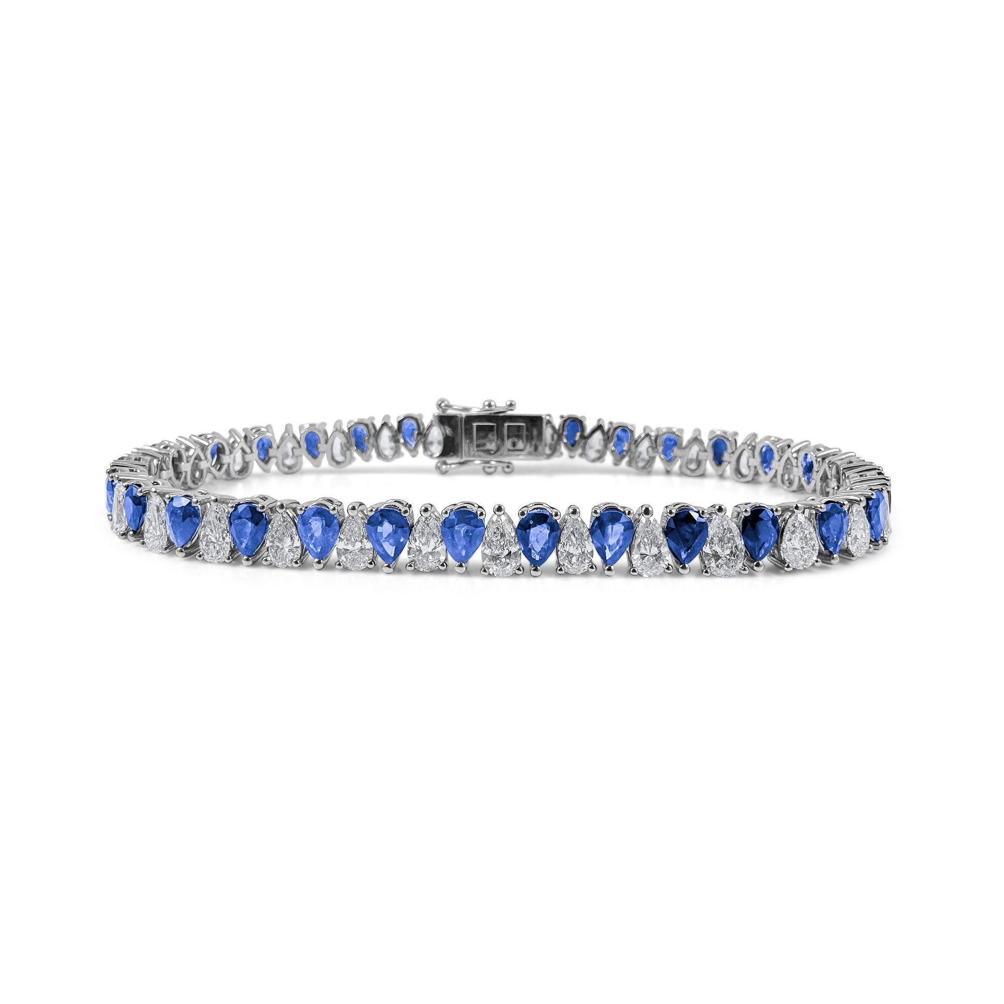 8,01 Karat ovales und rundes Diamant-Tennisarmband aus 14K Weißgold, 7 I im Angebot 3