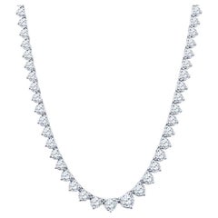 8,01 Karat Gesamtgewicht Abgestufter Runder Brillant Diamant Riviera Halskette