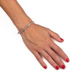 8,01 Karat Gesamtgewicht Runder Diamant 14 Karat Weißgold Tennisarmband