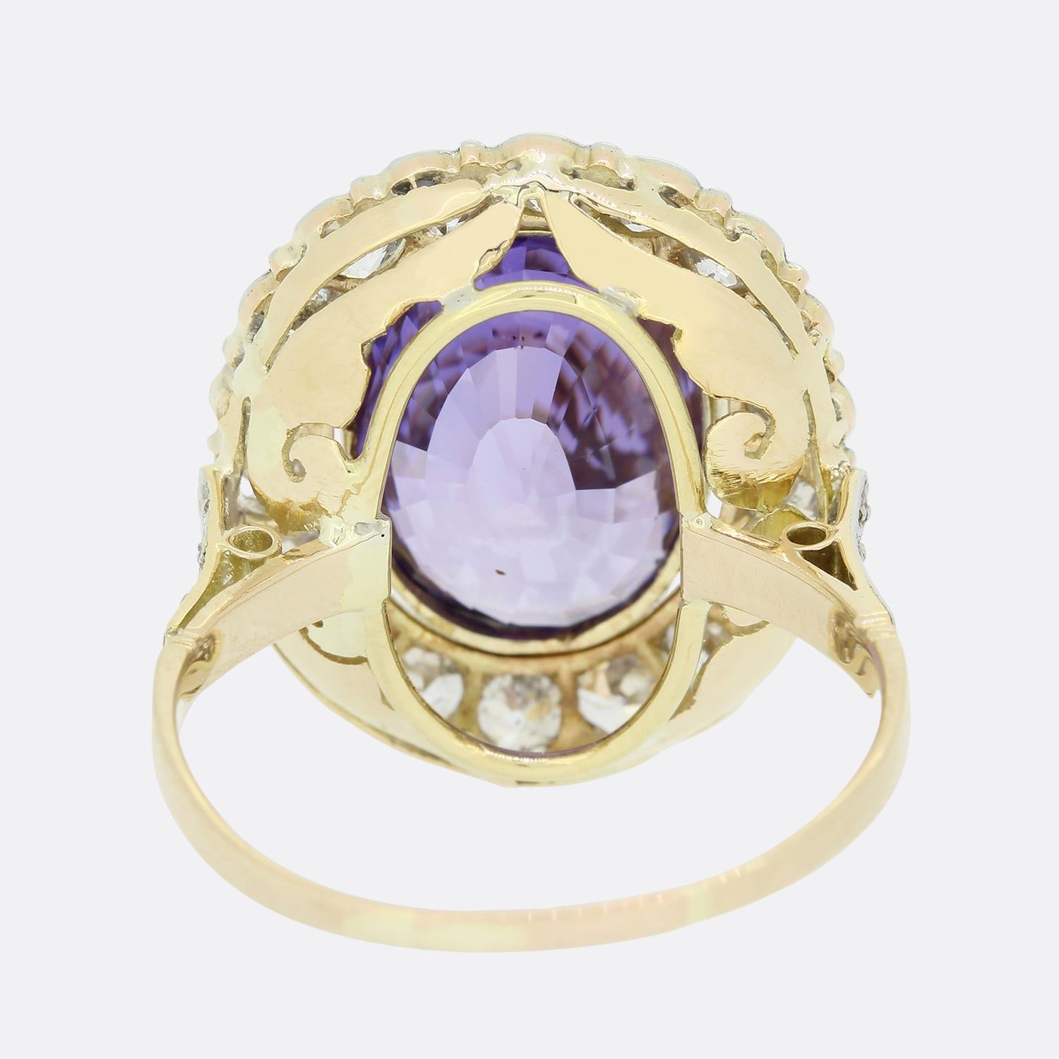 8,01 Karat unerhitzter Farbwechsel Saphir und Diamant-Cluster-Ring im Zustand „Gut“ im Angebot in London, GB