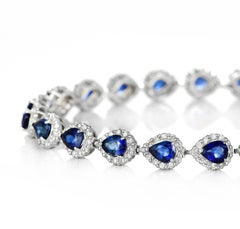 8.01 Carats Royal Blue Sapphire and Diamond Tennis Bracelet Made in Platinum