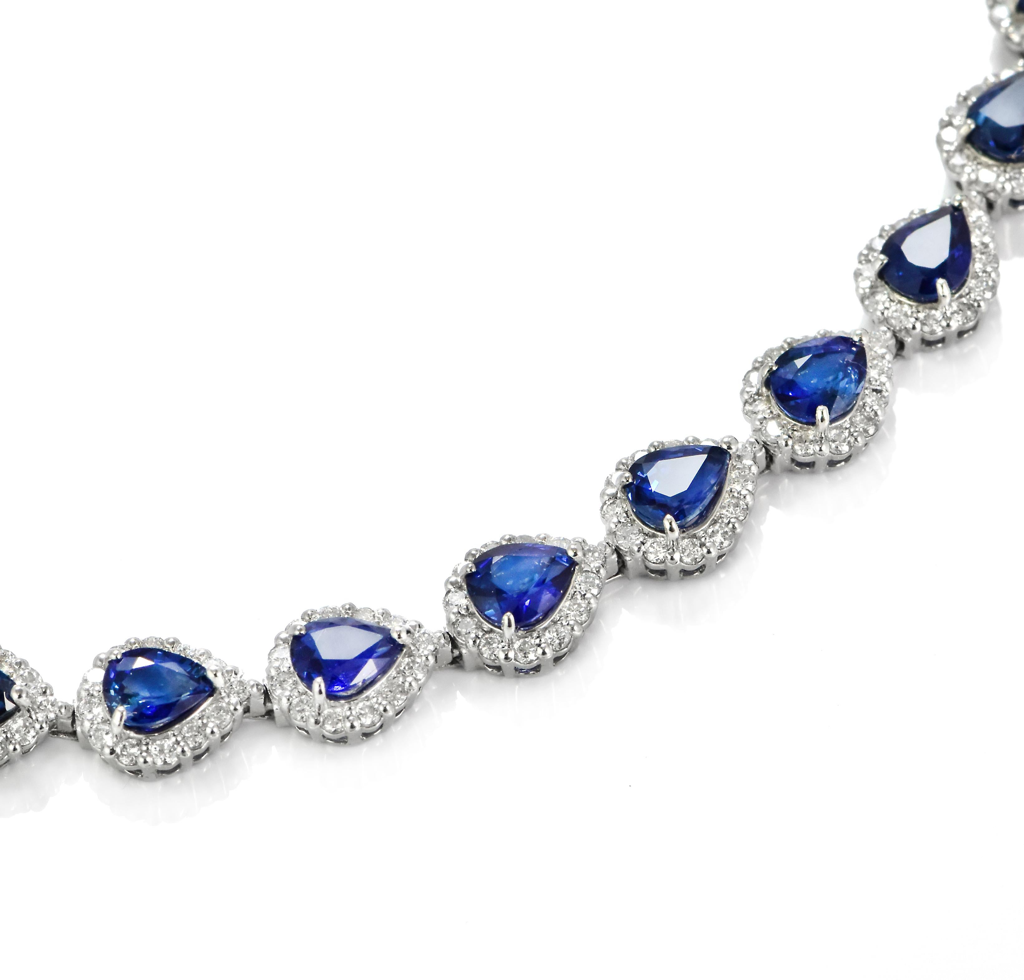Pulsera de tenis de zafiro azul real y diamantes de 8.01 quilates fabricada en platino en venta 1