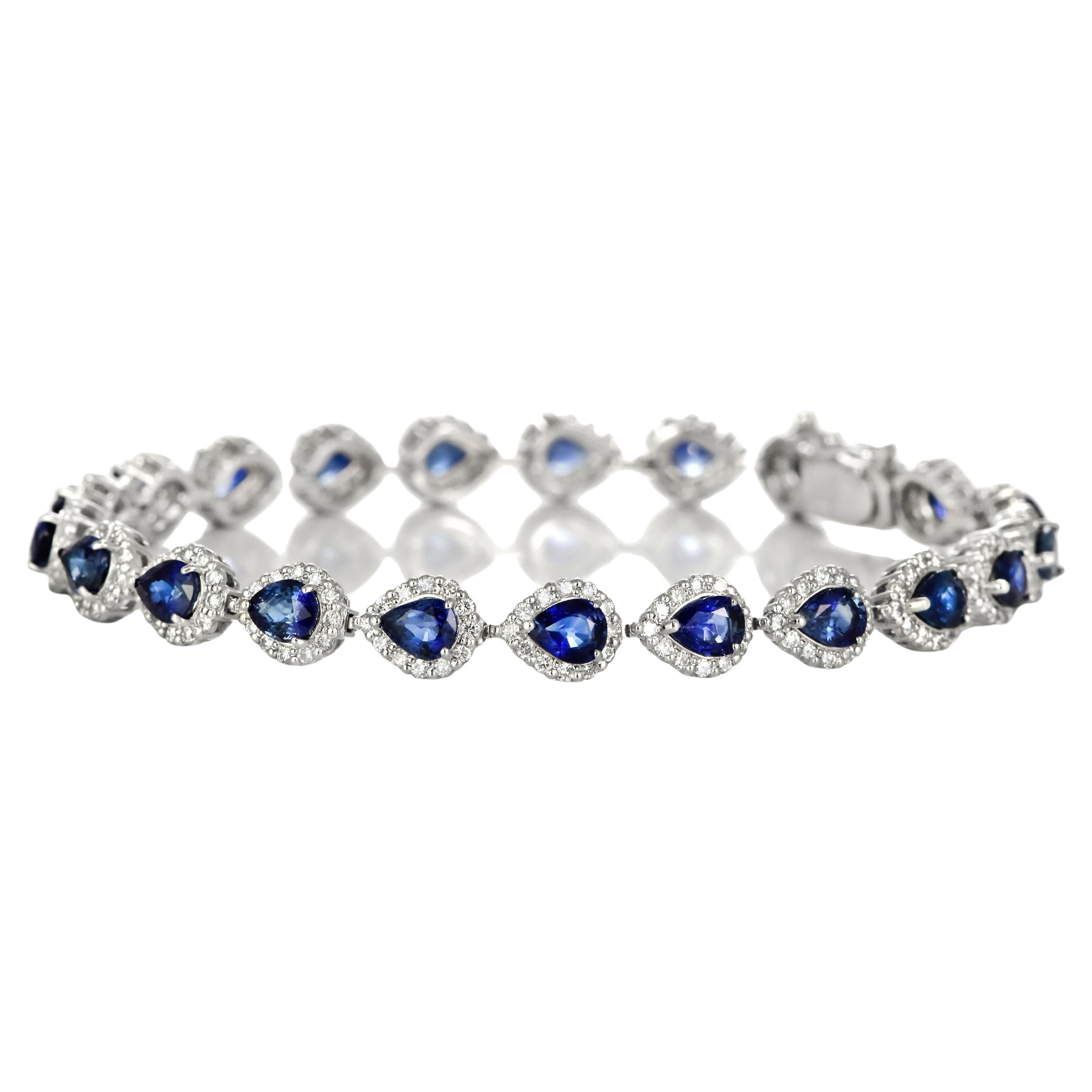 Bracciale tennis con zaffiro blu reale e diamanti da 8.01 carati in platino