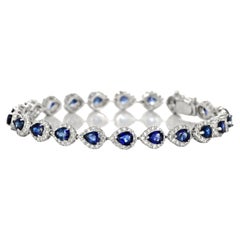 8.01 Karat königsblauer Saphir und Diamant-Tennisarmband aus Platin