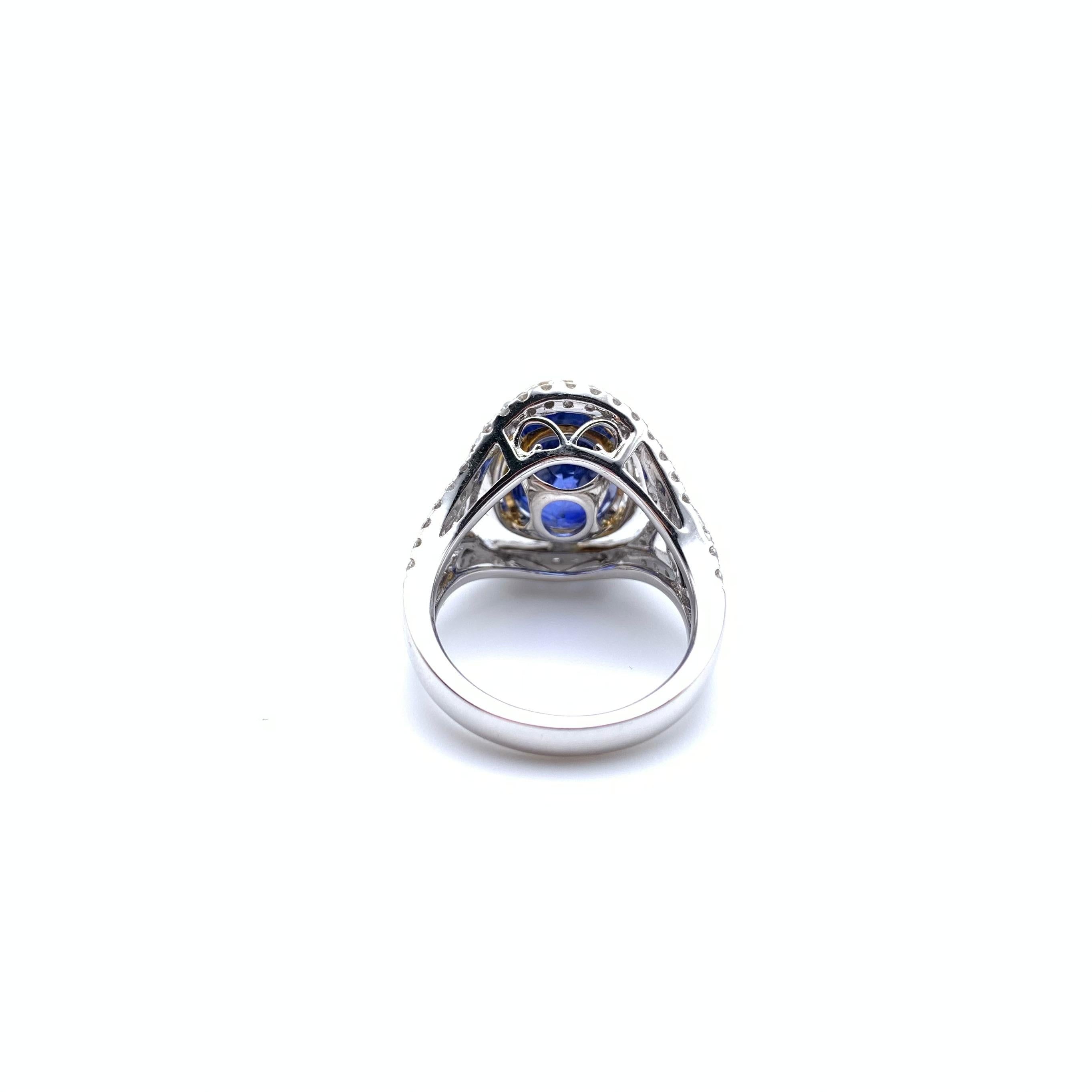 8.01 CT Blue Oval Sapphire and Diamond Ring 2