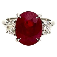 8.01 ct Certified Natural Burma Ruby & Diamond Ring 
