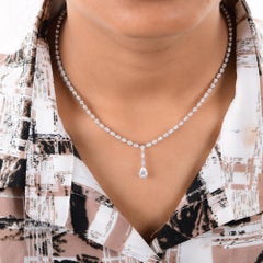8.01Ct Pear SI/H Diamond Tennis Necklace with Drop Pendant 14k Solid White Gold