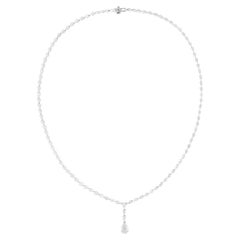 8.01Ct Pear SI/H Diamond Tennis Necklace with Drop Pendant 18k Solid White Gold