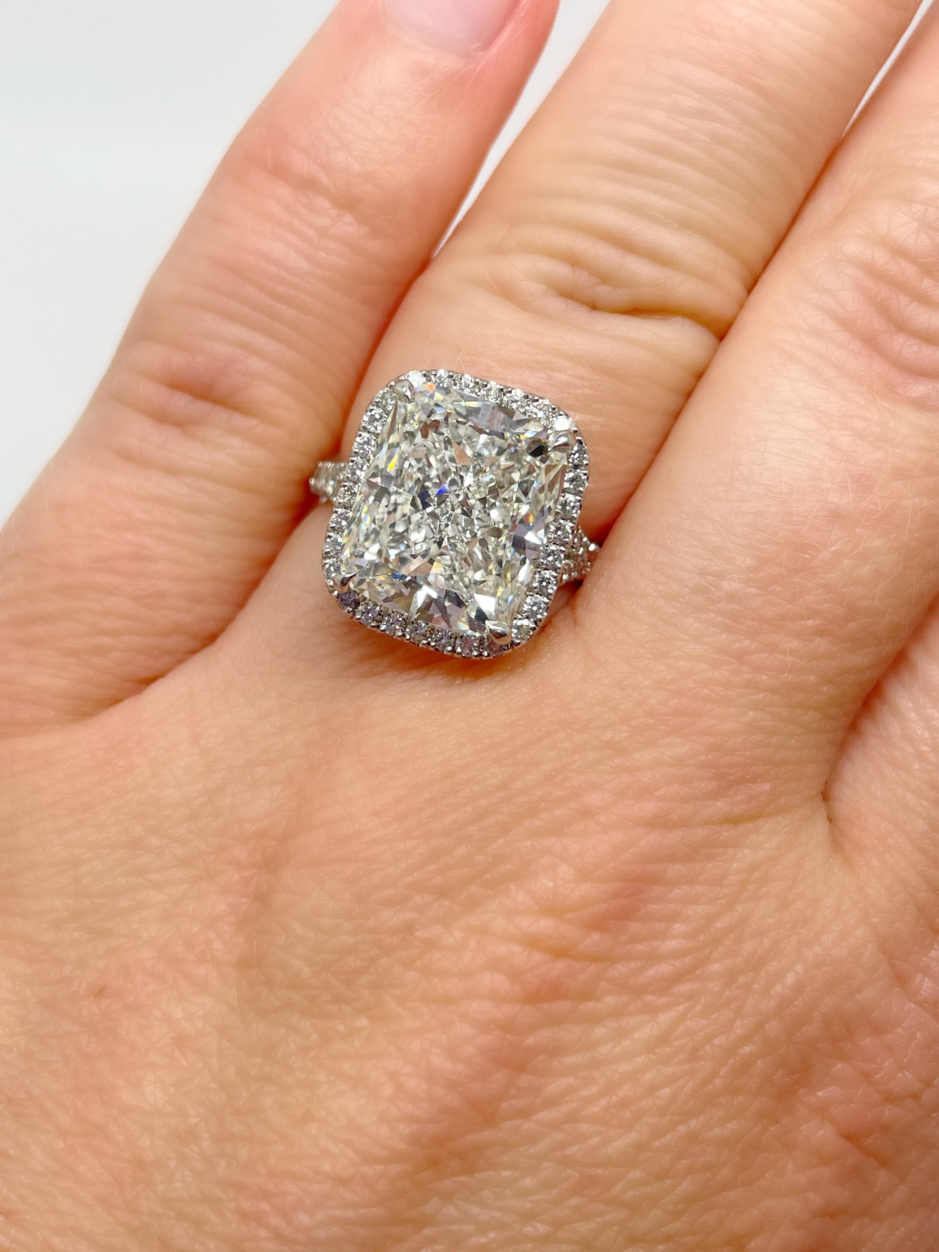 8.02 Carat Cushion Cut Diamond Engagement Ring For Sale 1