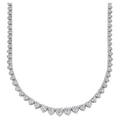 8.02 Carat Graduating Round Diamond Riviere Tennis Necklace in 18K White Gold