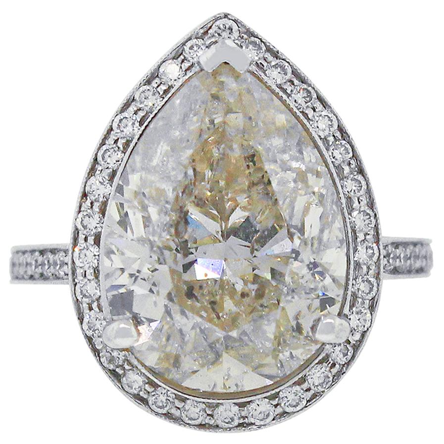 8.02 Carat Pear Diamond Engagement Ring