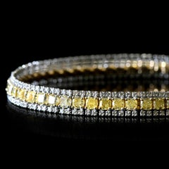 8.02 Carats Natural Fancy Yellow Diamond Bracelet Made in 18 Karat Gold