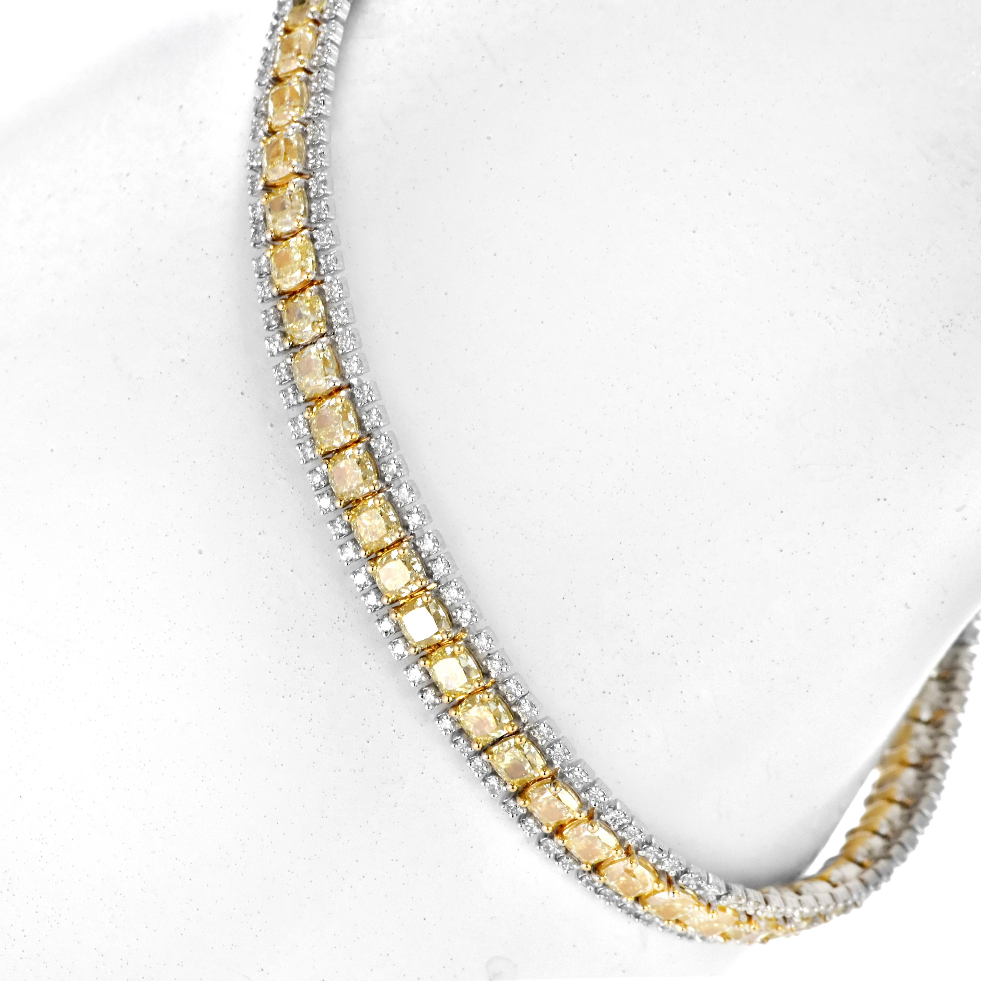 Bracelet en or 18 carats de 8,02 carats de diamant jaune fantaisie naturel Neuf - En vente à Tokyo, JP