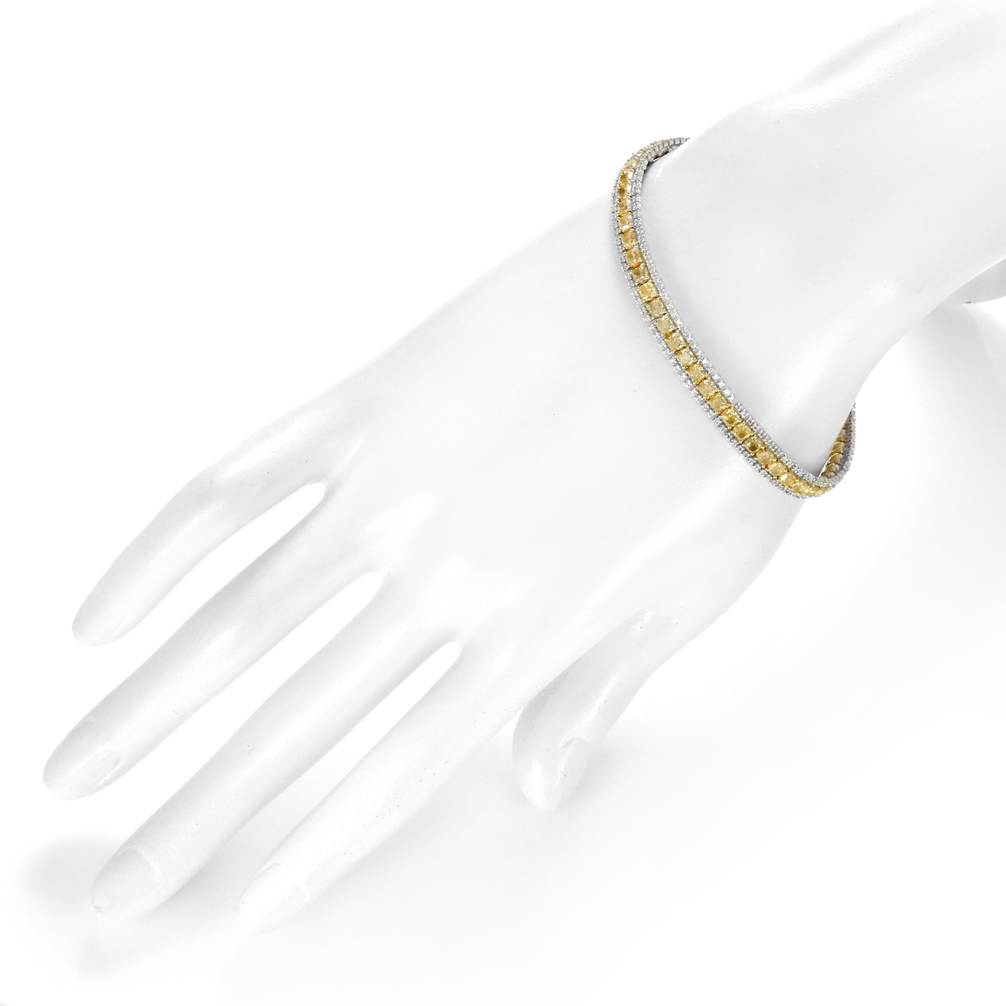 Bracelet en or 18 carats de 8,02 carats de diamant jaune fantaisie naturel Pour femmes en vente