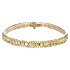 Pulsera de diamantes amarillos de fantasía naturales de 8,02 quilates en oro de 18 quilates