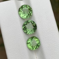 8.02 Ct Natural Green Peridot Loose Gemstones, Round Cut, Rare Needle Inclusions