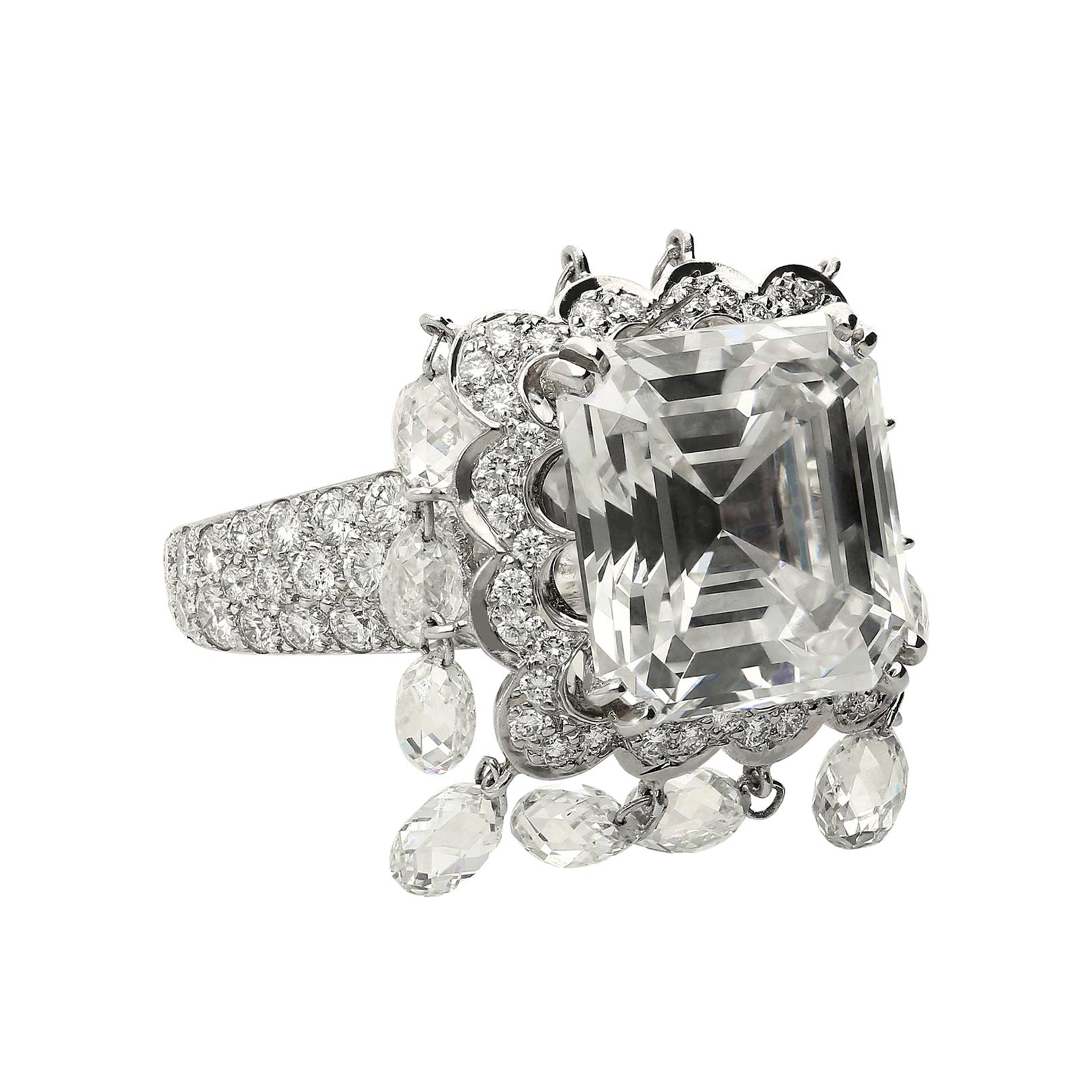 8.03 Carat Emerald-Cut Boucheron "Laperouse" Briolette GIA Diamond Ring