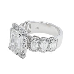 8.03 Carat Emerald Diamond Ring 18K White Gold Radiant Elegance