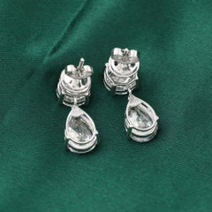 Orecchini con diamanti rotondi a forma di pera da 8,03 carati, SI/H, in oro bianco 18 carati