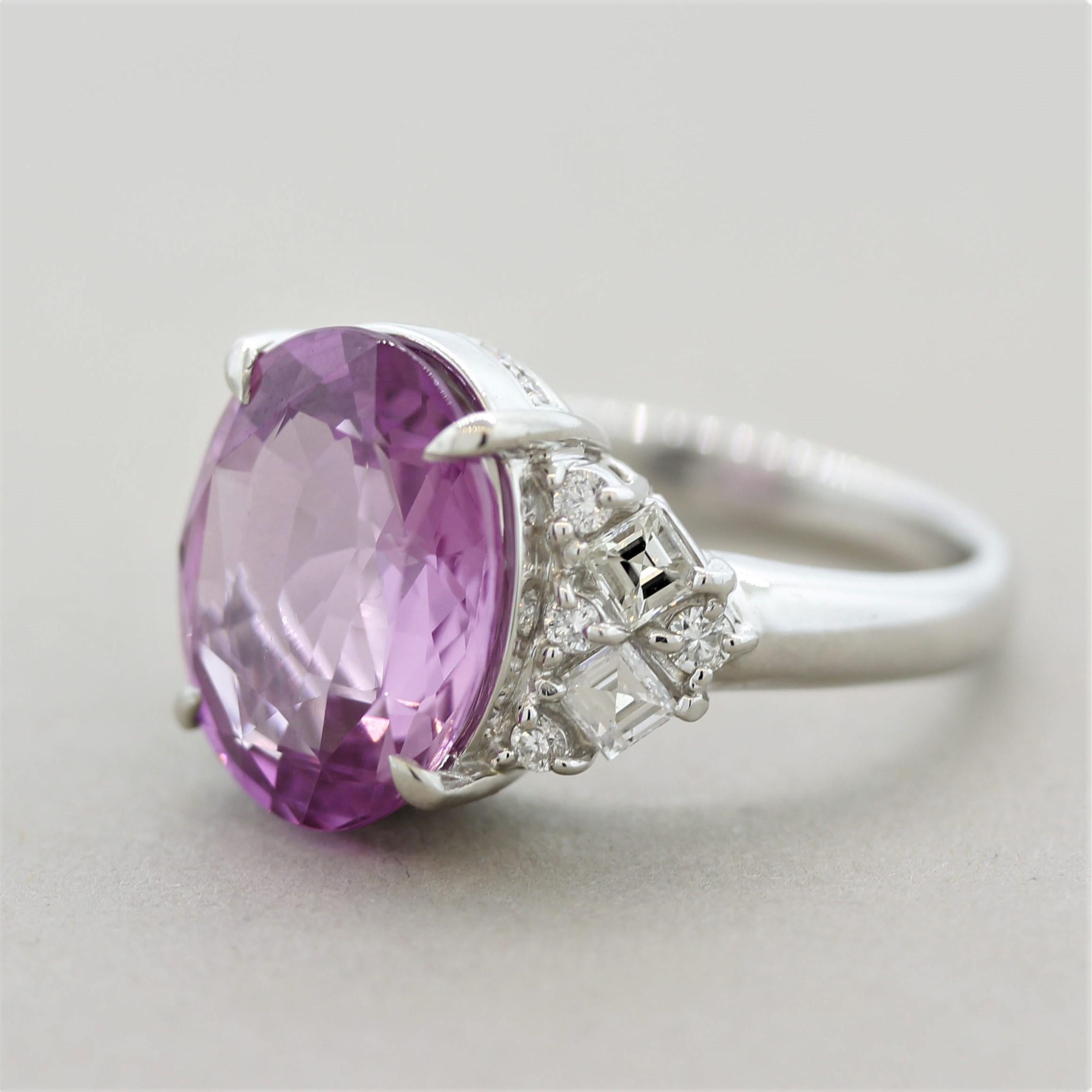 Mixed Cut 8.04 Carat Pink Sapphire Diamond Platinum Ring, GIA Certified For Sale