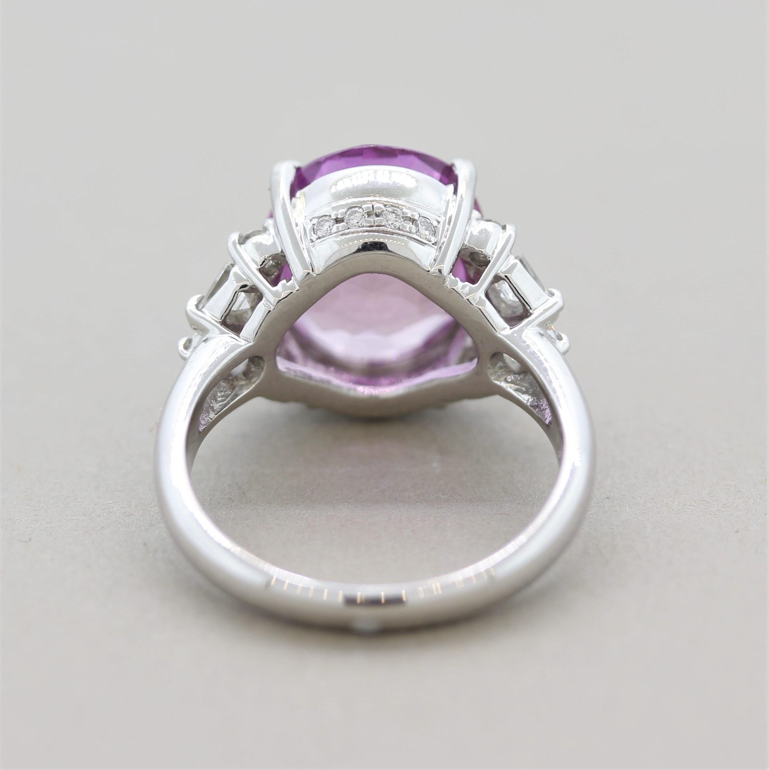 8.04 Carat Pink Sapphire Diamond Platinum Ring, GIA Certified In New Condition For Sale In Beverly Hills, CA