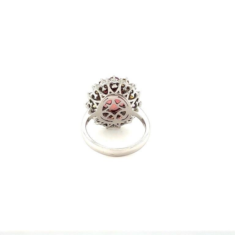 Oval Cut 8.04 Carat Tourmaline Sapphire Diamond White Gold Cocktail Ring For Sale