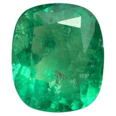 8.04 Carat Yellowish Green Colombian Emerald - Muzo Cushion Cut Genuine Gem