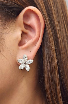 Pendientes de Diamantes Flor Marquesa de 8,04 ct