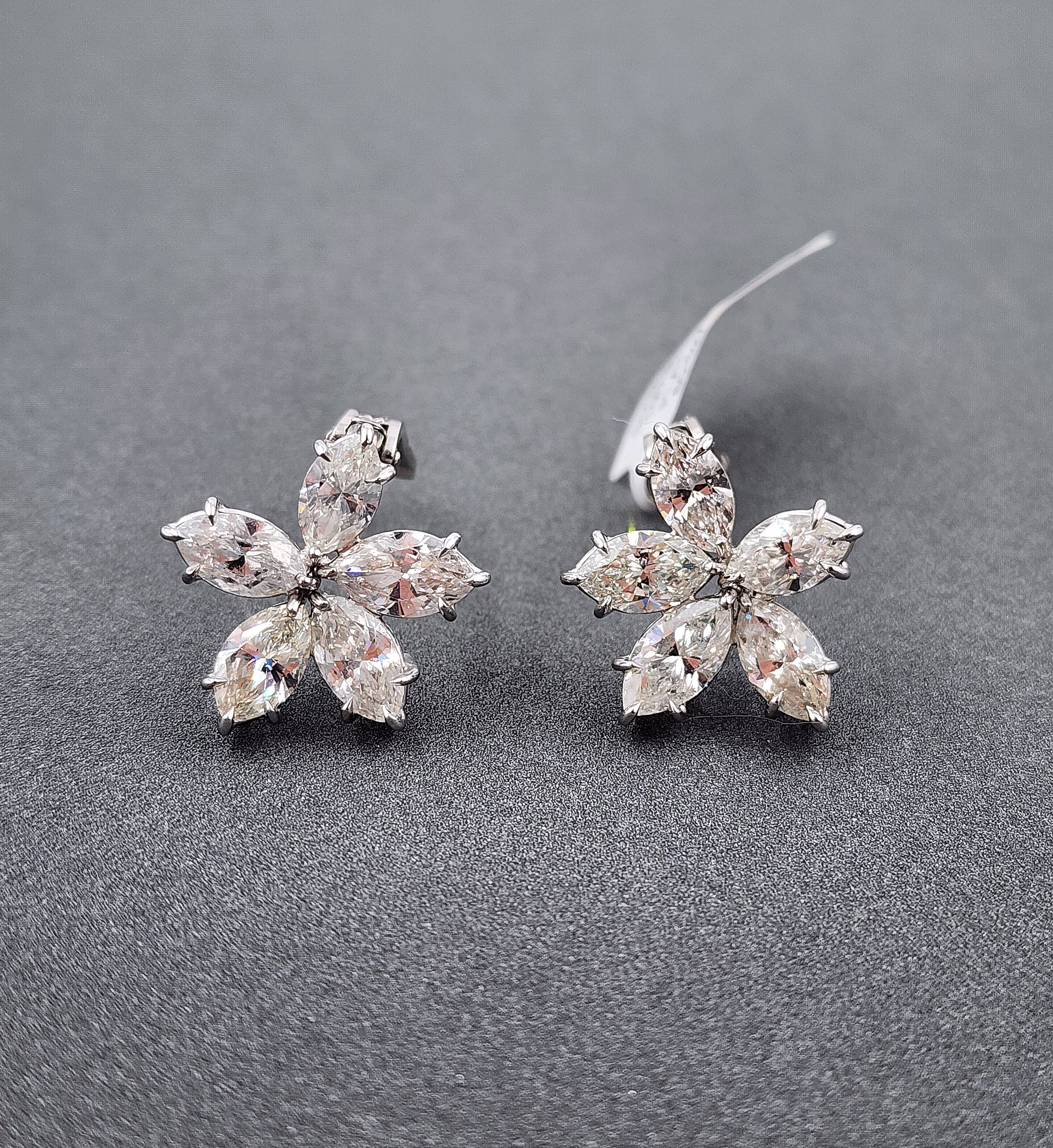 8,04 ct Marquise Blume Diamant Ohrringe im Angebot