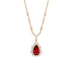 Sunita Nahata Rubellite 8.04ct. Necklace in 18KYG with White Diamond.