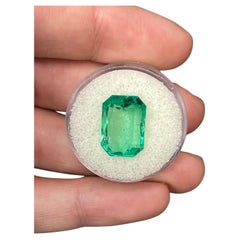 8.04ct Large Medium Green Classic Emerald Cut Colombian Gem Genuine May