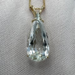 8.04ct Light Blue Aquamarine Pear Teardrop Cut 18k Yellow Gold Pendant Necklace